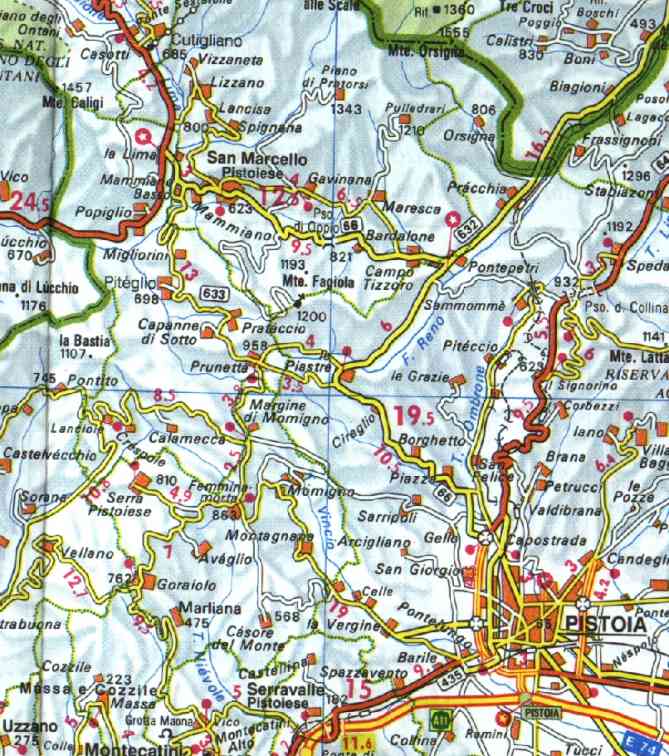 mappa geografica per trovare San Marcello Pistoiese e
il luogo dove si svolgera' il Seminario della UAI-sm